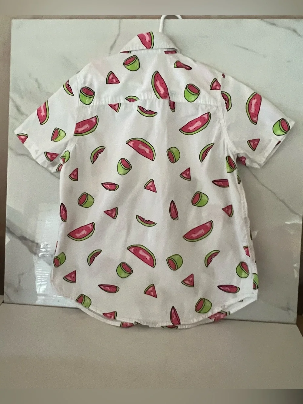 Arizona jeans co button down boys shirt  White with pink watermelon 🍉 slices and